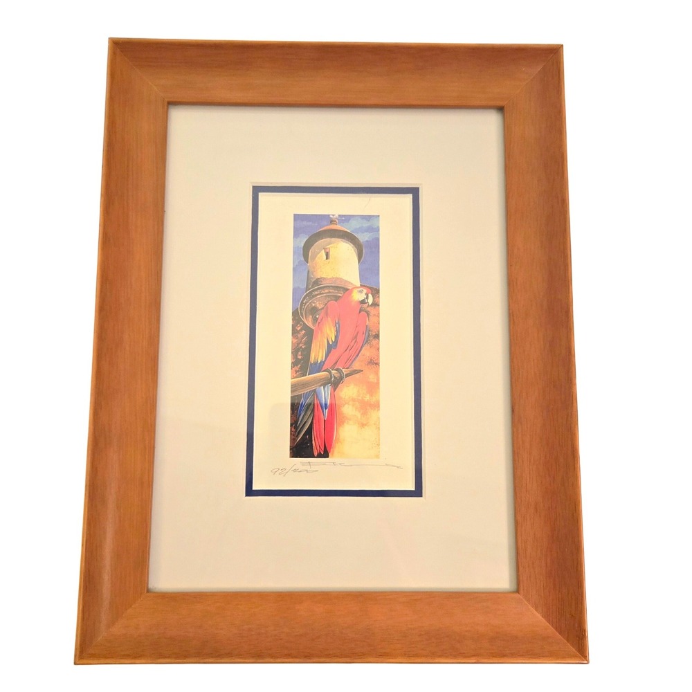 Erasmo Mayorga Pencil Signed & Numbered Print 92/200 Framed & Matted Parrot 12X9